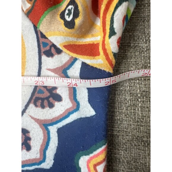 Womens Plus Size 2X V-Neck Tunic Top Multicolor Red Mandala Floral Print - Picture 4 of 6